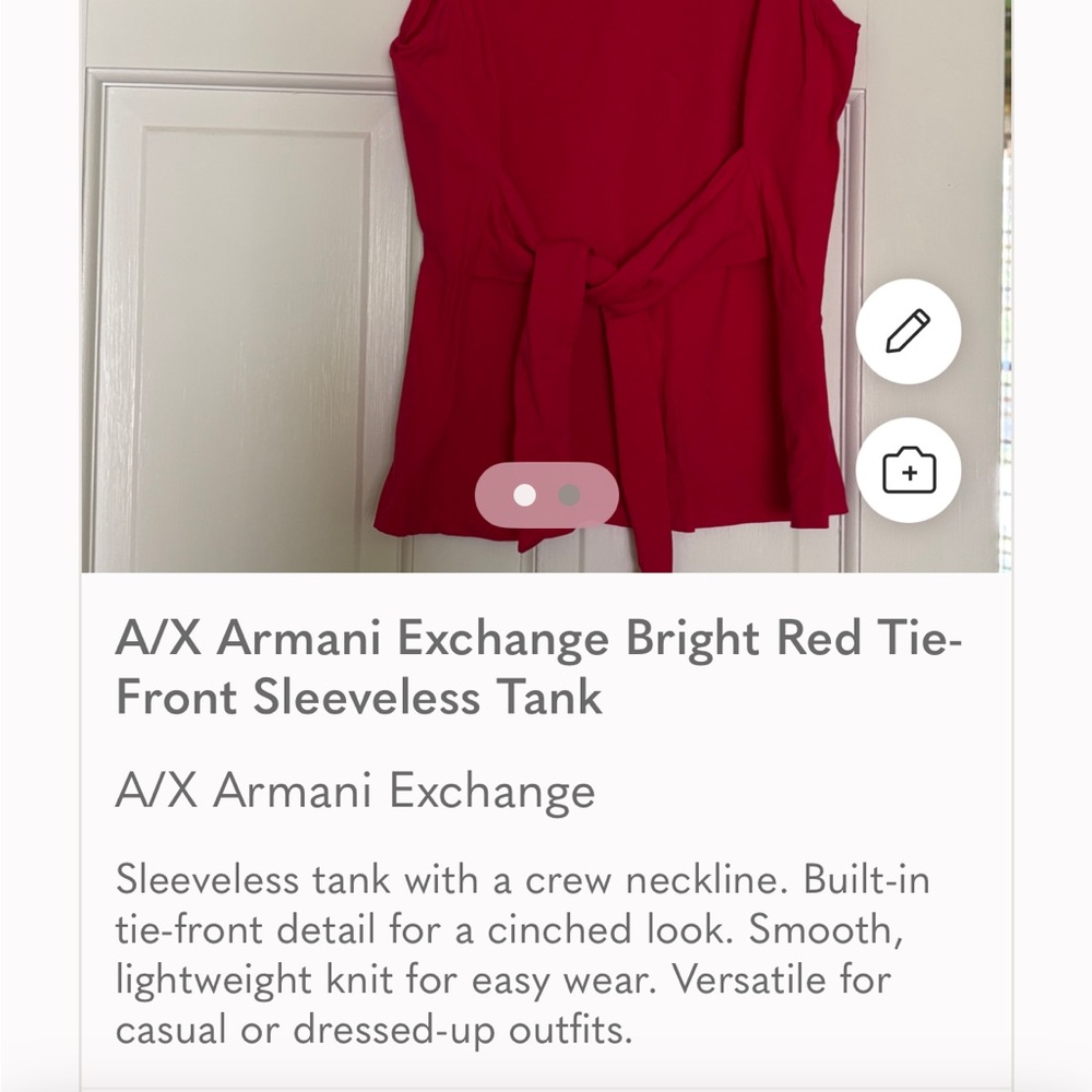 A/X Armani Exchange Red Tie-Front Sleeveless Tank